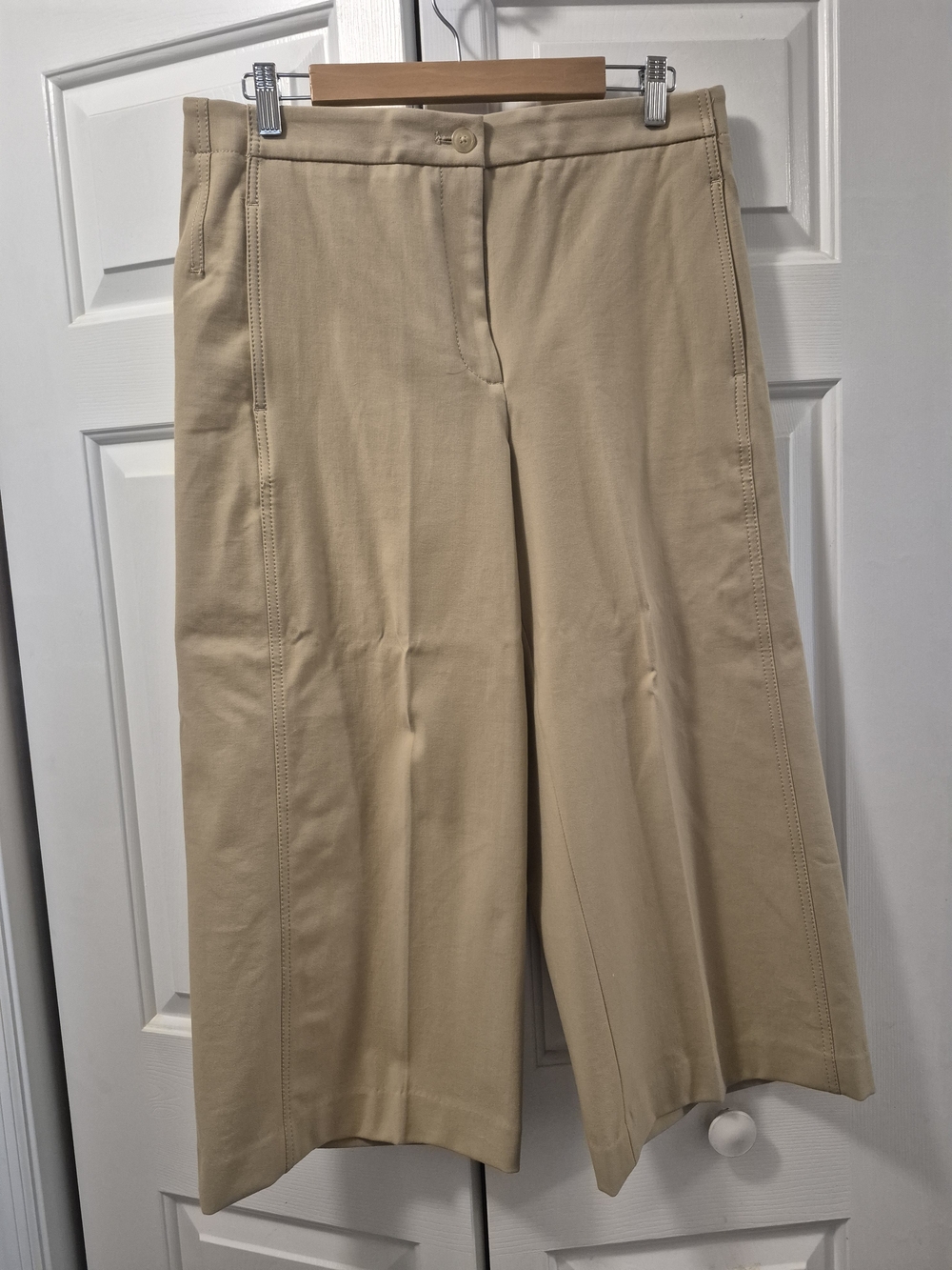 ANN TAYLOR Khaki Wide-Leg Cropped Pants Petite Sz 12